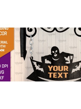 Σετ των 2 Intra απο ξύλο plywood 3mm-4mm πάχος - Κρεμαστό ντεκόρ Halloween Κόψιμο με λέιζερ Δίασταση 15x15 cm INTRAFABR-105131569