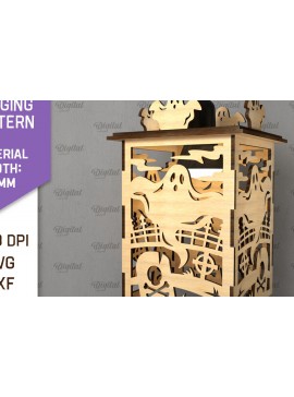 Σετ των 2 Intra απο ξύλο plywood 3mm-4mm πάχος - Αποκριάτικο Κρεμαστό Φανάρι με λέιζερ Δίασταση 15x15 cm INTRAFABR-104870446