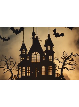 Σετ των 2 Intra απο ξύλο plywood 3mm-4mm πάχος - Halloween Haunted House Decor  Δίασταση 15x15 cm INTRAFABR-103053400
