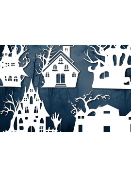 Σετ των 2 Intra απο ξύλο plywood 3mm-4mm πάχος - Πακέτο Halloween Haunted House  Δίασταση 15x15 cm INTRAFABR-77595742
