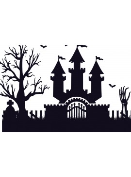 Σετ των 2 Intra απο ξύλο plywood 3mm-4mm πάχος - Halloween Haunted House  Design 10 Δίασταση 15x15 cm INTRAFABR-125255746