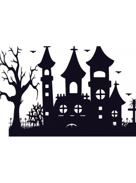 Σετ των 3 Intra απο ξύλο plywood 3mm-4mm πάχος - Halloween Haunted House  Design 11 Δίασταση 15x15 cm INTRAFABR-125255947