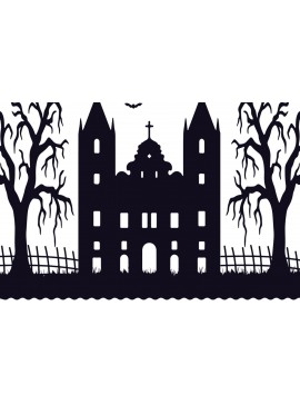 Σετ των 2 Intra απο ξύλο plywood 3mm-4mm πάχος - Halloween Haunted House  Design 20 Δίασταση 15x15 cm INTRAFABR-125256459