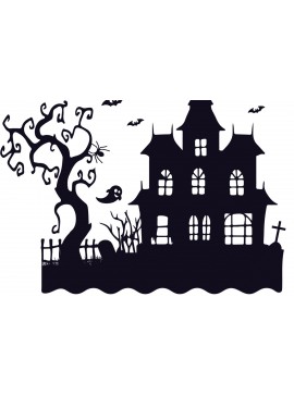 Σετ των 2 Intra απο ξύλο plywood 3mm-4mm πάχος - Halloween Haunted House  Design 4 Δίασταση 15x15 cm INTRAFABR-125255238