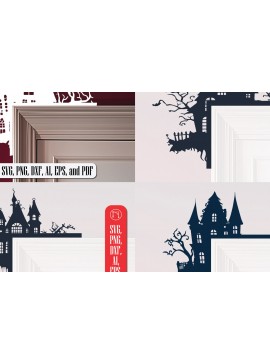 Σετ των 2 Intra απο ξύλο plywood 3mm-4mm πάχος - Πακέτο Halloween Home Door Corners  Δίασταση 20x25 cm INTRAFABR-105112126