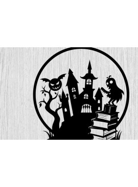 Intra απο ξύλο plywood 3mm-4mm πάχος - Βιβλία τρόμου Halloween Μεταλλική τέχνη τοίχου Δίασταση 40x50 cm INTRAFABR-103393599