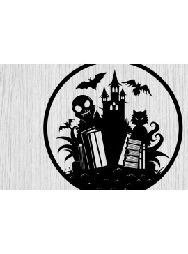 Intra απο ξύλο plywood 3mm-4mm πάχος - Βιβλία τρόμου Halloween Μεταλλική τέχνη τοίχου Δίασταση 40x50 cm INTRAFABR-103393687