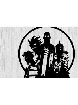 Intra απο ξύλο plywood 3mm-4mm πάχος - Βιβλία τρόμου Halloween Μεταλλική τέχνη τοίχου Δίασταση 40x50 cm INTRAFABR-103325238