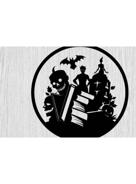 Intra απο ξύλο plywood 3mm-4mm πάχος - Βιβλία τρόμου Halloween Μεταλλική τέχνη τοίχου Δίασταση 40x50 cm INTRAFABR-103395404