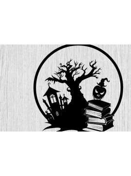 Intra απο ξύλο plywood 3mm-4mm πάχος - Βιβλία τρόμου Halloween Μεταλλική τέχνη τοίχου Δίασταση 40x50 cm INTRAFABR-103395578