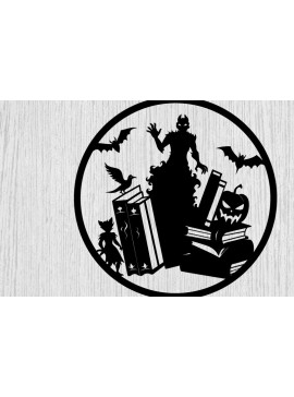 Intra απο ξύλο plywood 3mm-4mm πάχος - Βιβλία τρόμου Halloween Μεταλλική τέχνη τοίχου Δίασταση 40x50 cm INTRAFABR-103325566