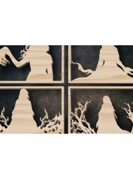 Σετ των 2 Intra απο ξύλο plywood 3mm-4mm πάχος - Πακέτο Halloween Horror Cut  με λέιζερ Δίασταση 15x15 cm INTRAFABR-79116150