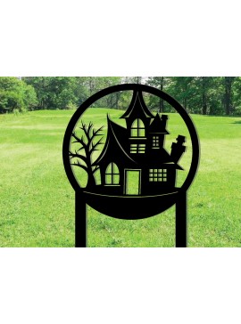 Intra απο ξύλο plywood 3mm-4mm πάχος - Μεταλλικό σημάδι πασσάλων κήπων Halloween House Δίασταση 3600x3600 cm INTRAFABR-101277272