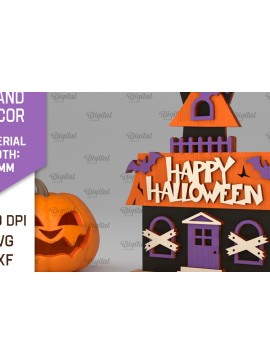 Σετ των 2 Intra απο ξύλο plywood 3mm-4mm πάχος - Διακόσμηση αποκριάτικων περιπτέρων σπιτιού με λέιζερ Δίασταση 15x15 cm INTRAFABR-105334001