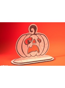 Σετ των 2 Intra απο ξύλο plywood 3mm-4mm πάχος - Halloween Jack O Lantern Decor Cut Laser Δίασταση 15x15 cm INTRAFABR-75901002