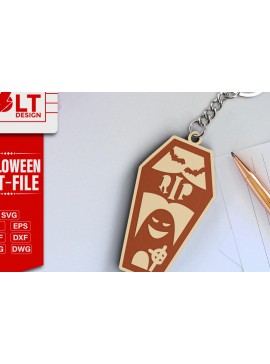 Σετ των 2 Intra απο ξύλο plywood 3mm-4mm πάχος -  κοπής λέιζερ για Halloween Key Chain Δίασταση 20x25 cm INTRAFABR-101205003