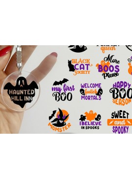 Σετ των 3 Intra απο ξύλο plywood 3mm-4mm πάχος - Πακέτο με μπρελόκ για Halloween  Δίασταση 4x4 cm INTRAFABR-82311466