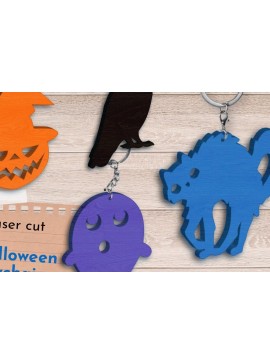 Σετ των 3 Intra απο ξύλο plywood 3mm-4mm πάχος - Αποκριάτικα μπρελόκ  με λέιζερ,  Δίασταση 4x4 cm INTRAFABR-79248992