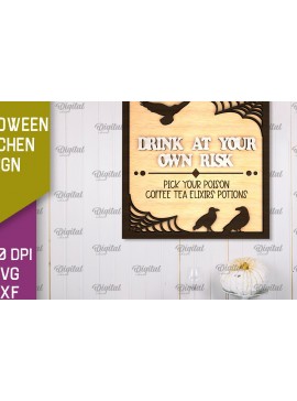 Σετ των 2 Intra απο ξύλο plywood 3mm-4mm πάχος - Σχέδιο κοπής με λέιζερ πινακίδα αποκριών κουζίνας Δίασταση 15x15 cm INTRAFABR-105066219