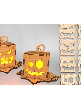Σετ των 2 Intra απο ξύλο plywood 3mm-4mm πάχος - Αρχεία  Cut Laser Halloween Lamp Δίασταση 15x15 cm INTRAFABR-110182257