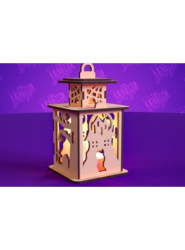 Σετ των 2 Intra απο ξύλο plywood 3mm-4mm πάχος - Φανάρι αποκριών | Πρότυπο τρισδιάστατου φαναριού Δίασταση 15x15 cm INTRAFABR-102241759