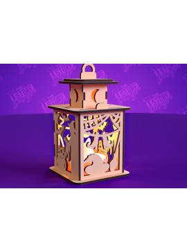 Σετ των 2 Intra απο ξύλο plywood 3mm-4mm πάχος - Φανάρι αποκριών | Πρότυπο τρισδιάστατου φαναριού Δίασταση 15x15 cm INTRAFABR-102241731