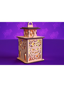 Σετ των 2 Intra απο ξύλο plywood 3mm-4mm πάχος - Φανάρι αποκριών | Πρότυπο τρισδιάστατου φαναριού Δίασταση 15x15 cm INTRAFABR-102241741