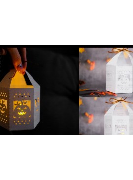 Σετ των 2 Intra απο ξύλο plywood 3mm-4mm πάχος - Halloween Lantern, Halloween Luminaries Δίασταση 20x20 cm INTRAFABR-107953316