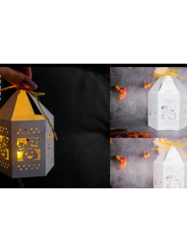 Σετ των 2 Intra απο ξύλο plywood 3mm-4mm πάχος - Halloween Lantern, Halloween Luminaries Δίασταση 20x20 cm INTRAFABR-107953328