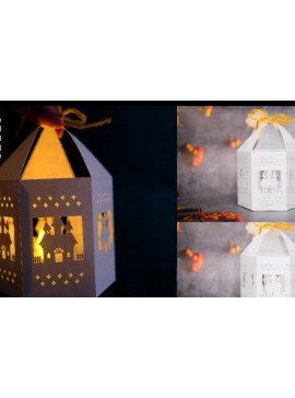 Σετ των 2 Intra απο ξύλο plywood 3mm-4mm πάχος - Halloween Lantern, Halloween Luminaries Δίασταση 20x20 cm INTRAFABR-107953341