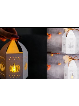 Σετ των 2 Intra απο ξύλο plywood 3mm-4mm πάχος - Halloween Lantern, Halloween Luminaries Δίασταση 20x20 cm INTRAFABR-107953359