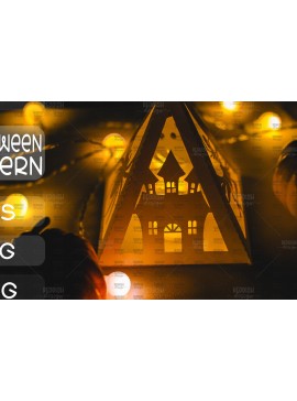 Σετ των 2 Intra απο ξύλο plywood 3mm-4mm πάχος - Halloween Lantern , Halloween Decor Δίασταση 15x15 cm INTRAFABR-104743796