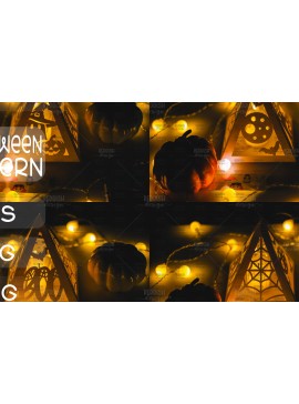 Σετ των 3 Intra απο ξύλο plywood 3mm-4mm πάχος - Halloween Lantern , Halloween Decor Δίασταση 15x15 cm INTRAFABR-104743834