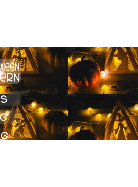 Σετ των 2 Intra απο ξύλο plywood 3mm-4mm πάχος - Halloween Lantern , Halloween Decor Δίασταση 15x15 cm INTRAFABR-104745089