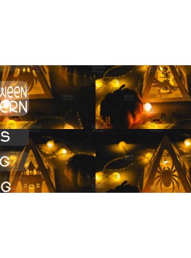 Σετ των 2 Intra απο ξύλο plywood 3mm-4mm πάχος - Halloween Lantern , Halloween Decor Δίασταση 15x15 cm INTRAFABR-104745254