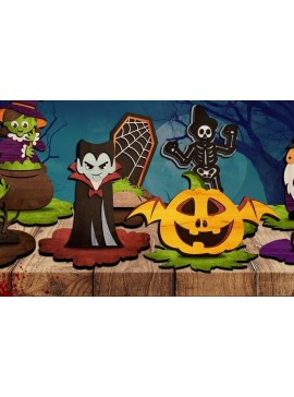 Σετ των 3 Intra απο ξύλο plywood 3mm-4mm πάχος - Αποκριάτικα σχέδια κοπής με λέιζερ Δίασταση 10x8 cm INTRAFABR-39406686