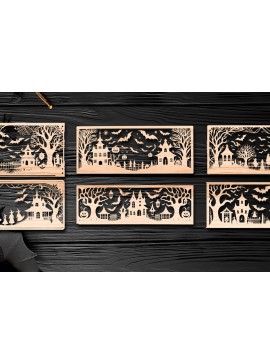 Σετ των 2 Intra απο ξύλο plywood 3mm-4mm πάχος - Αποκριάτικο  αποκοπής με λέιζερ  Δίασταση 15x15 cm INTRAFABR-107815431