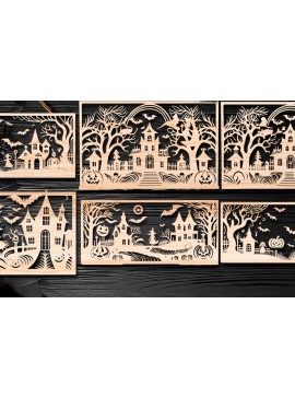 Σετ των 2 Intra απο ξύλο plywood 3mm-4mm πάχος - Αποκριάτικο  αποκοπής με λέιζερ  Δίασταση 15x15 cm INTRAFABR-107815439