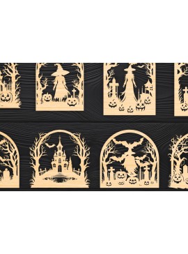 Σετ των 2 Intra απο ξύλο plywood 3mm-4mm πάχος - Πακέτο υ  Cut Halloween Laser 03 Δίασταση 15x15 cm INTRAFABR-106011280