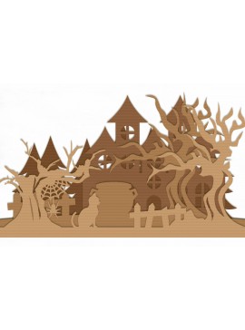 Σετ των 2 Intra απο ξύλο plywood 3mm-4mm πάχος - Halloween Lasercut - Halloween Sign Δίασταση 15x15 cm INTRAFABR-105952420