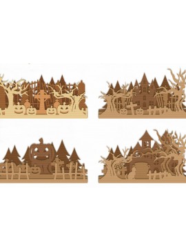 Σετ των 2 Intra απο ξύλο plywood 3mm-4mm πάχος - Halloween Lasercut - Halloween Sign Δίασταση 15x15 cm INTRAFABR-105952528