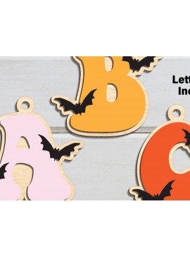 Σετ των 2 Intra απο ξύλο plywood 3mm-4mm πάχος - Αρχεία λέιζερ αλφάβητου αποκριάτικων γραμμάτων Δίασταση 20x20 cm INTRAFABR-101834174