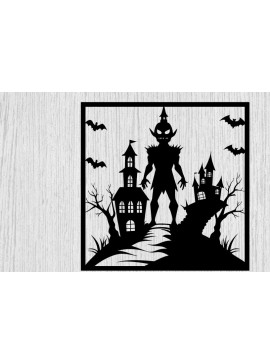 Intra απο ξύλο plywood 3mm-4mm πάχος -  με λέιζερ μεταλλικού τοίχου Halloween Δίασταση 40x50 cm INTRAFABR-101051276