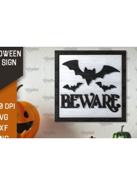 Σετ των 2 Intra απο ξύλο plywood 3mm-4mm πάχος - Σχέδιο κοπής με λέιζερ Mini για το Halloween Δίασταση 15x15 cm INTRAFABR-107496040