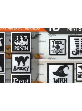 Σετ των 2 Intra απο ξύλο plywood 3mm-4mm πάχος - Πακέτο κοπής με λέιζερ Mini Halloween Signs Δίασταση 15x15 cm INTRAFABR-107115719
