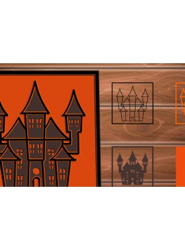 Σετ των 2 Intra απο ξύλο plywood 3mm-4mm πάχος - Αποκριάτικο  περικοπής πολλαπλών επιπέδων πλαισίου  Δίασταση 20x20 cm INTRAFABR-14554661