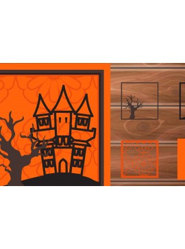 Σετ των 2 Intra απο ξύλο plywood 3mm-4mm πάχος - Αποκριάτικο  αποκοπής πολλαπλών επιπέδων  Δίασταση 20x20 cm INTRAFABR-14512744