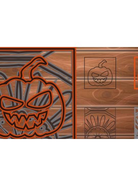 Σετ των 2 Intra απο ξύλο plywood 3mm-4mm πάχος - Αποκοπή υ  πολλαπλών επιπέδων Halloween Δίασταση 15x15 cm INTRAFABR-14513161