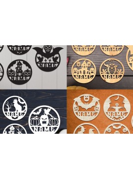 Σετ των 2 Intra απο ξύλο plywood 3mm-4mm πάχος - Πακέτο   Sign Sign για Halloween Δίασταση 15x15 cm INTRAFABR-102166672