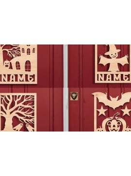 Σετ των 2 Intra απο ξύλο plywood 3mm-4mm πάχος - Σετ λέιζερ κοπής  με όνομα Halloween Δίασταση 15x15 cm INTRAFABR-106056139